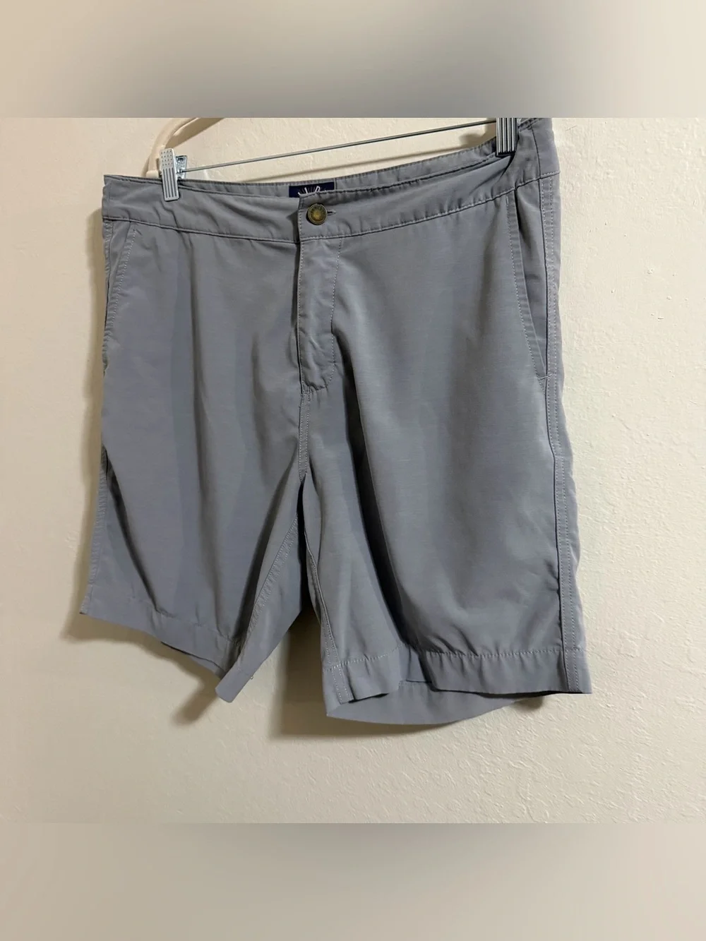 Faherty All Day Shorts Mens 34 Ice Grey Hybrid Swim Tech Stretch Flat Front